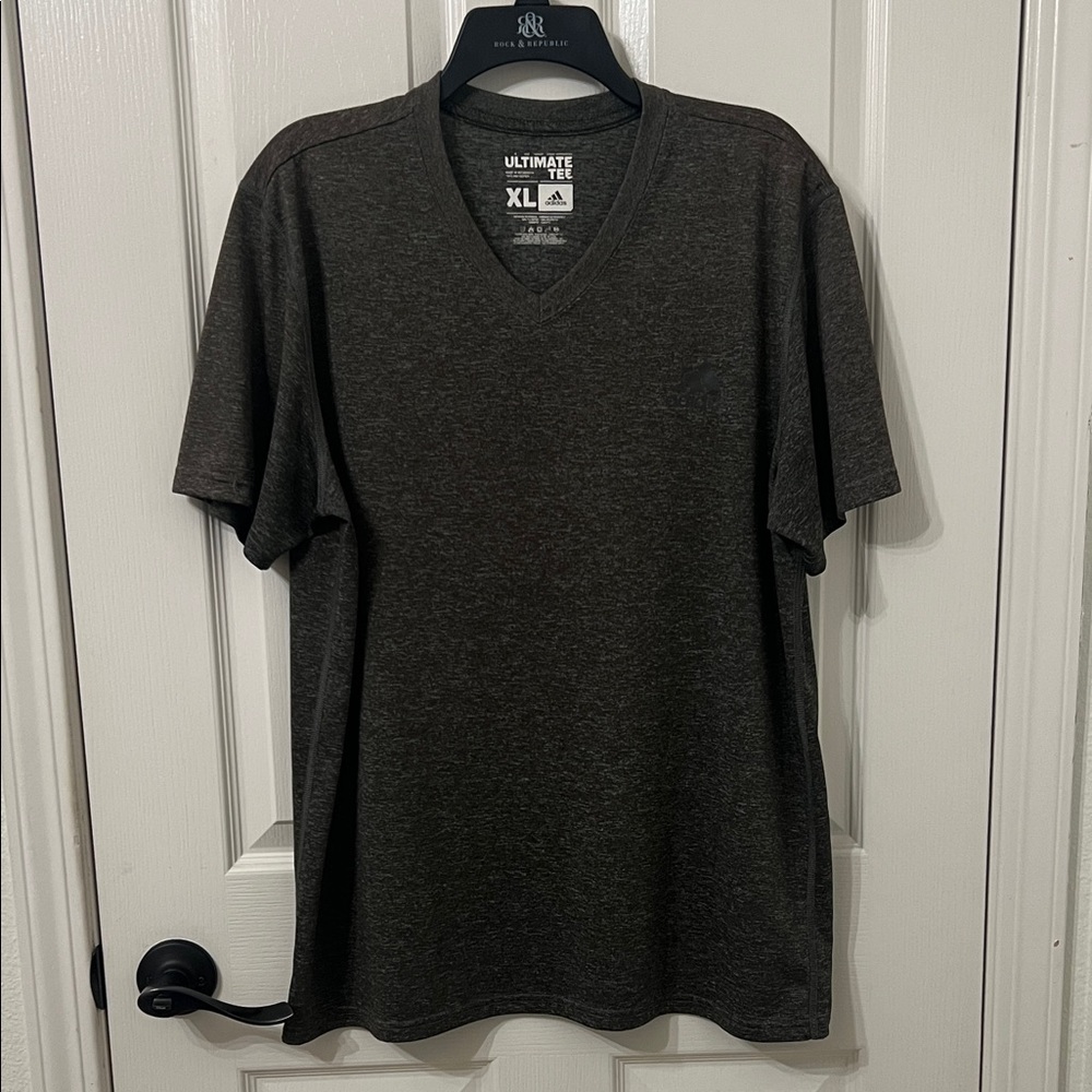 Adidas Ultimate Tee Men's Charcoal V-Neck T-Shirt